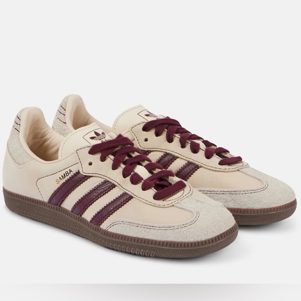 Adidas Samba OG sneakers M6.5/W7.5 Wonder White/Maroon/Putty Grey